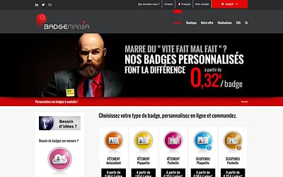 Site Web-to-Print pour la vente de badges en ligne - Website Creation