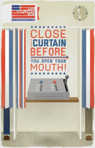 Close the curtain before you open your mouth - Publicité