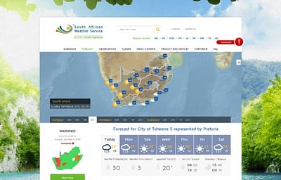 Site Internet Meteo National Afrique du Sud - Application web