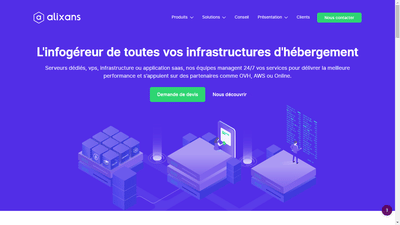 Alixans - Ecommerce de service d'hébergement web - Création de site internet