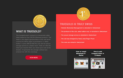 Truegold - Utility Token backed by Gold Coins - Website Creation