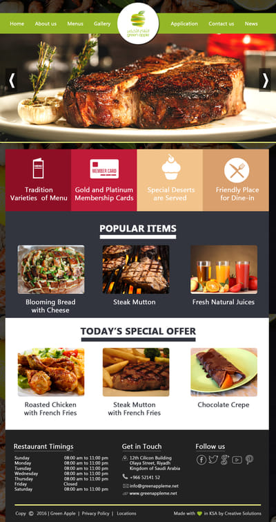 Green Apple Restaurant Company - Website Creation