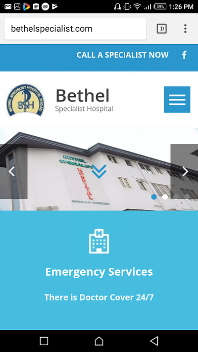 Bethel Specialist Hospital Website - Webseitengestaltung