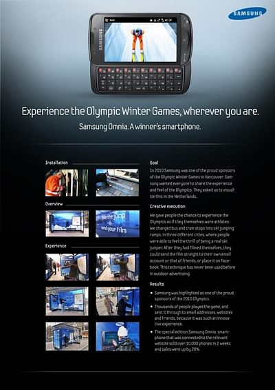 EXPERIENCE OLYMPIC WINTER GAMES - Werbung