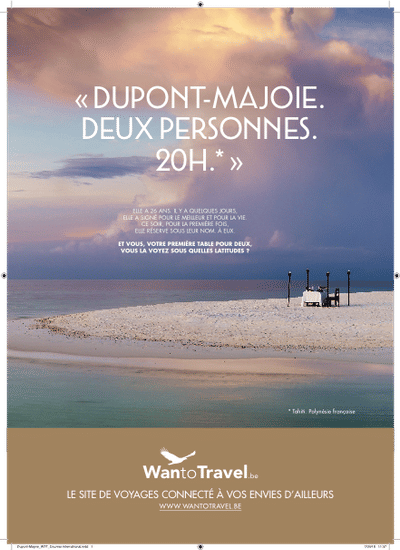 Wantotravel.be - mettre le rêve en image - Publicité