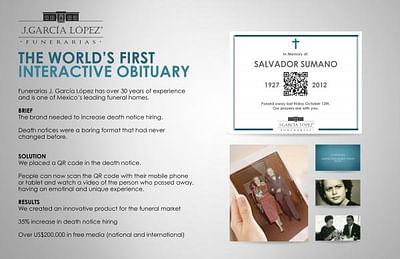 THE WORLD'S FIRST INTERACTIVE OBITUARY [image] - Référencement naturel
