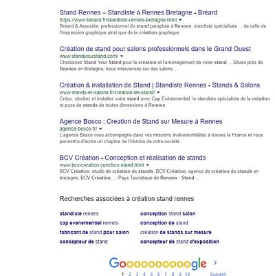 1ère page Google Standyourstand - Référencement naturel
