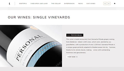 Website & e-shop for a winery - Website Creation