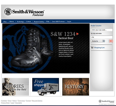 Website Development for Smith & Wesson - Webseitengestaltung