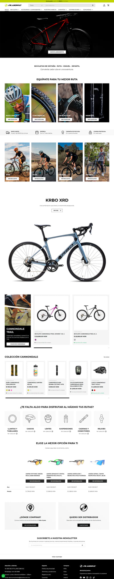 Rediseño y migración a Shopify de alubike.com.mx - E-commerce