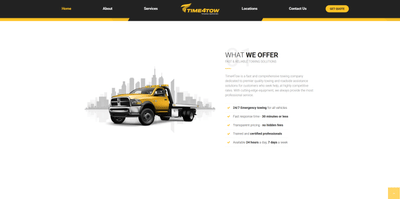 Time4Tow: Multi-City Towing Site with an Interactive Coverage Map - Création de site internet