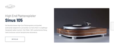 Website für einen Hersteller von hochwertigem HiFi-Equipment - Audio Production