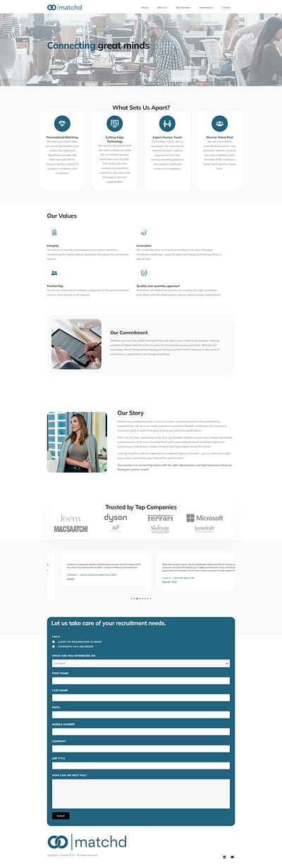 Matchd Hires Website - Création de site internet