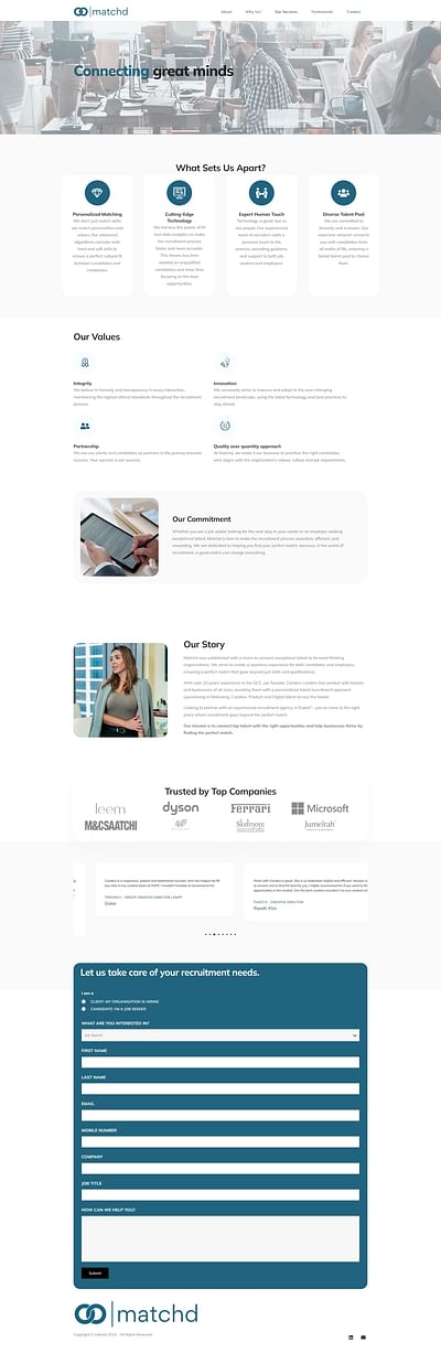 Matchd Hires Website - Website Creation