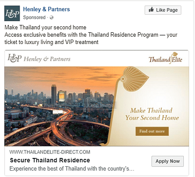 Online Advertisement for Thai Elite Residency - Online Advertising