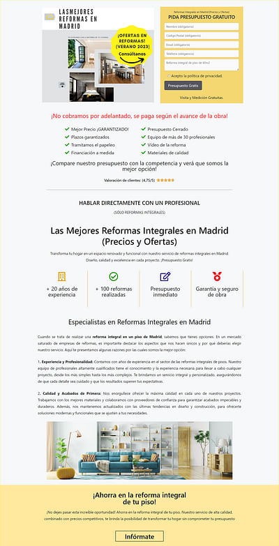 Web + Publicidad Online - Reformas en Madrid - Creación de Sitios Web