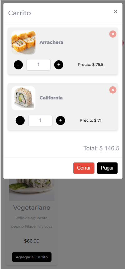 Aplicación mobil web para un buffet de comida - Application web