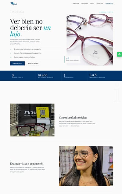 Web con catálogo interactivo Angeloptic - Création de site internet