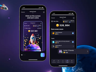 Rocket Rush Telegram Mini App Design - App móvil