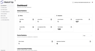 AI-powered student job matching platform - Application web