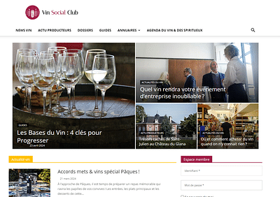 Site thématique autour du vin - Strategia digitale