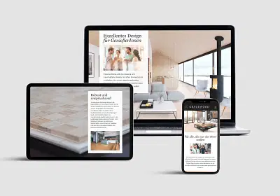 Website und Printmedien Gracewood Parkett Konzepte - Werbung