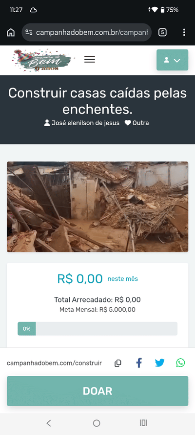 http://campanhadobem.com/construir-casas-caidas-pelas-enchentes - Community management