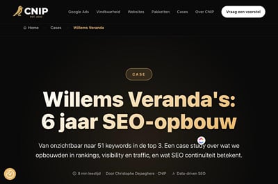 Willems Veranda's: van onzichtbaar naar 51 zoekwoorden in de top 3 - SEO