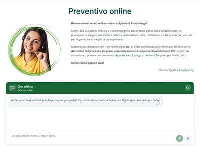 Sviluppo e integrazione di Chatbot AI per Ascot Viaggi - Intelligence Artificielle