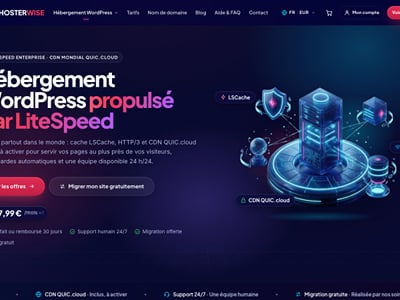 Hosterwise : site sur mesure d'un hébergeur WordPress - Création de site internet