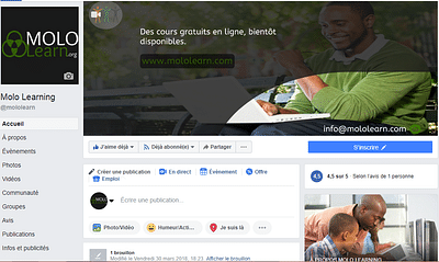 Facebook marketing pour Molo learning - Redes Sociales
