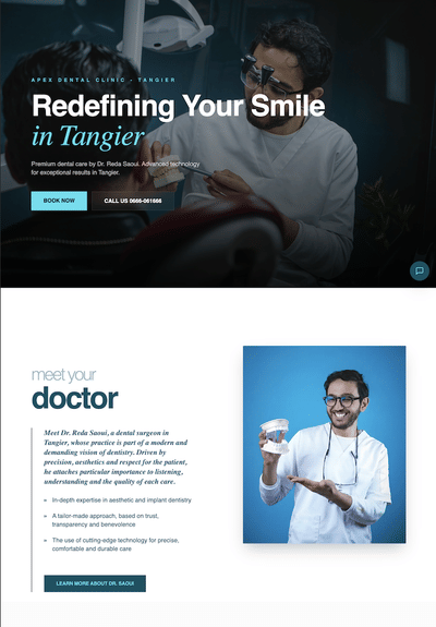 Denstiste Web Design & Development - Apexdental.ma - Website Creatie