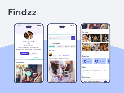 Findzz - recruitment app design - Application mobile
