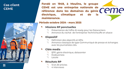CEME, valoriser cet acteur de référence - Relations publiques (RP)