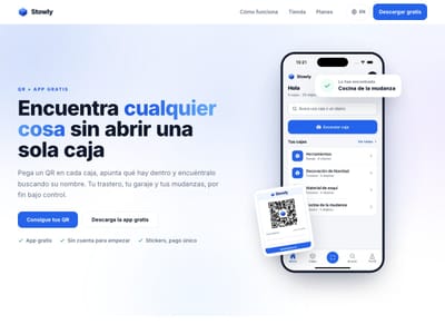 Stowly - App de organización de almacenaje con etiquetas QR - Website Creation