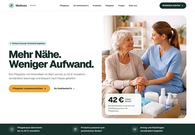 Medivaro Pflege — Care Supply Website and Online Application - Webseitengestaltung