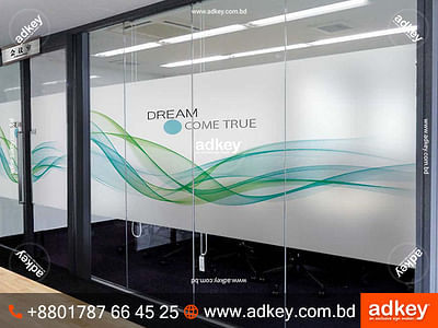 Office Glass Printing Frosted Sticker led sign bd - Publicidad