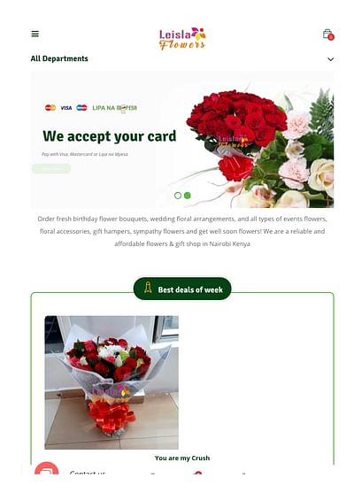 Leisla Flowers Nairobi Website - Creación de Sitios Web