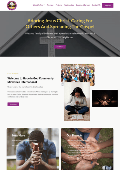 Web Design for Hope in God Community Ministries - Webseitengestaltung