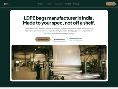 Packaging manufacturer B2B catalogue: 0 to about 10 leads a week - Website Creation