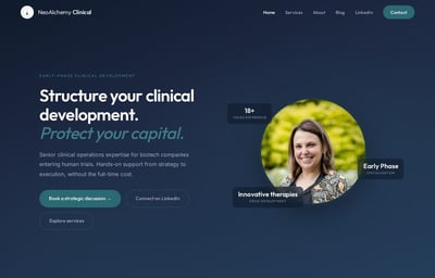 Site vitrine sur mesure pour un cabinet de conseil biotech - Création de site internet