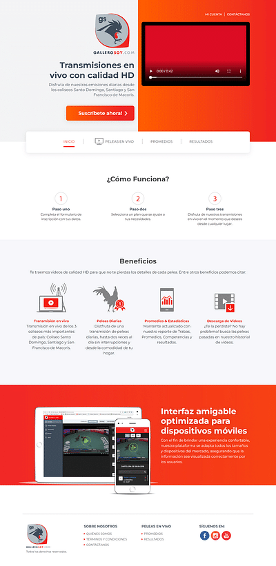 Gallerosoy - Aplicación de streaming deportivos - Application web