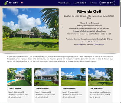 Promotion immobilière (location de villas) - Website Creation