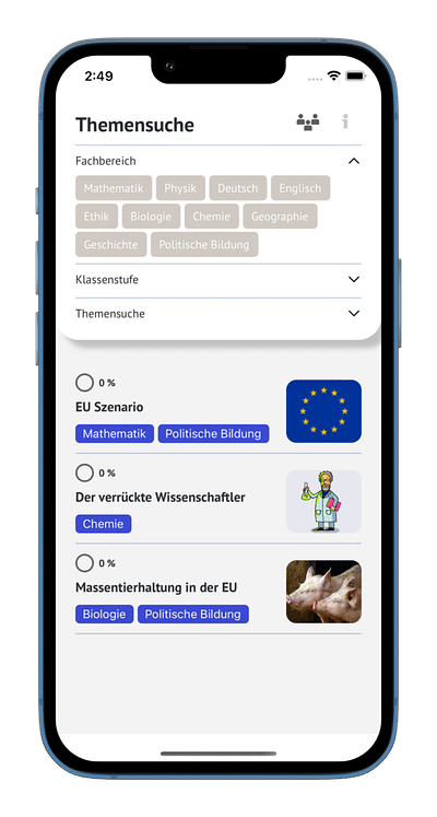 Erasmus+: MINT Scenario Games - Application mobile