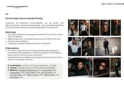 Porsche Design Eyewear Shooting with Influencer - Social Media