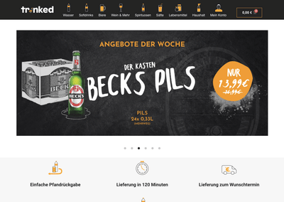 Trinked E-Commerce Website - Webseitengestaltung