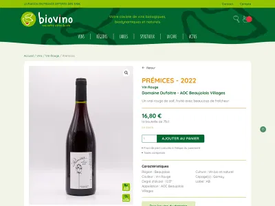 Site e-commerce Biovino - Création de site internet