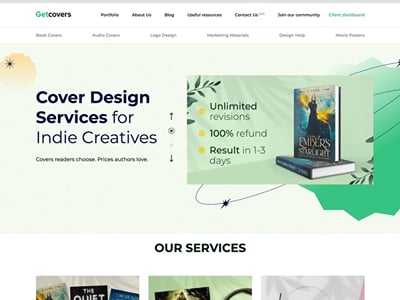Corporate website for design service Getcovers - Creación de Sitios Web