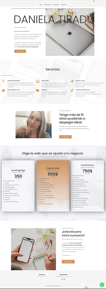 Diseño y Desarrollo Web Daniela Tirado - Website Creation