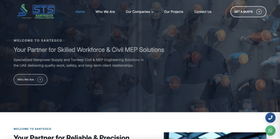 Website designed for Santesco Contracting FZE LLC - Website Creation